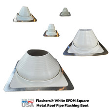 Flashers White EPDM Square Metal Roof Pipe Flashing Boot (Size#1-9) Made in USA