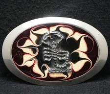 XD29115 VINTAGE 1970s SCORPIO SCORPION ASTROLOGY ARTWORK MENS BELT BUCKLE