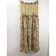 Floral Tiered Fairy Grunge Maxi Skirt Size S Green Cottagecore Forest Boho Indie