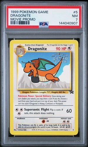 1999 POKEMON GAME MOVIE PROMO #5 DRAGONITE PSA 7