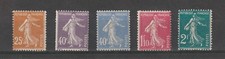 FRANCE N° 235 à 239- TYPE SEMEUSE  - NEUFS** - ANNEE 1927-31