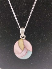 925 Sterling Silver Necklace Bold Multicolour Pendant Jewellery Gift