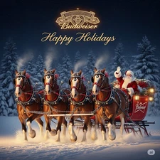 Budweiser Clydesdales  Metal Sign 8x12in  Garage   Santa Christmas 5
