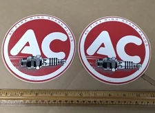 AC Fire Ring spark plugs AC Delco NOS vtg Original Pair decal stickers Lot 5"