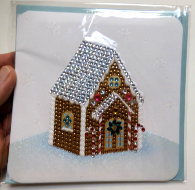 1 Papyrus Card High Quality Christmas Jeweled Gems GingerbBread House