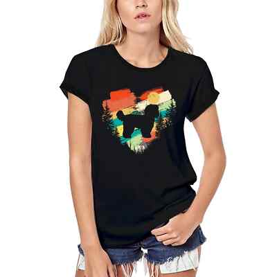 Damen Grafik T-Shirt aus Biobaumwolle Herz Retro Pudel Rasse   Heart Retro