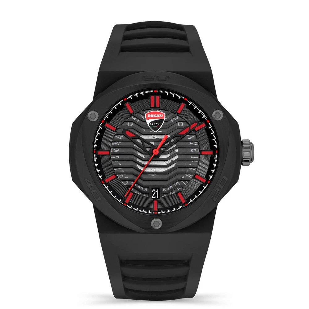 Ducati Corse Black Dial Silicone Strap Men Watch DTWGN0000506