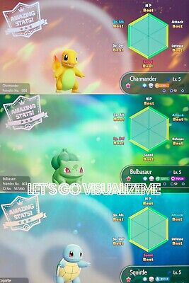 Pokemon Let S Go Pikachu Eevee Shiny 6iv Charmander Squirtle Bulbasaur Set Ebay