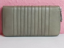 Episode Grey Leather Continental Purse Wallet With Striped Pattern 