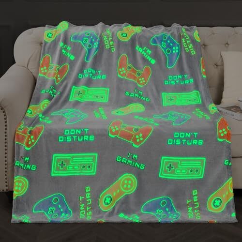 Gaming Blanket Toys Gifts for Boys - Glow in The Dark Game Grey Green - Picture 5 of 7