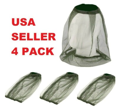 4 Pcs Anti-Mosquito Bee Head Net Mesh Face Neck Protection Fishing Hiking