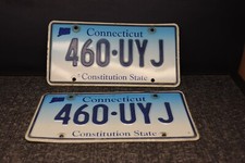 2000's Connecticut License Plate Pair 460 UYJ Conn CT Constitution State Expired