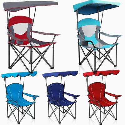 ALPHA CAMP Camping Chairs with Canopy Sun Shade Outdoor Folding Chairs Portable