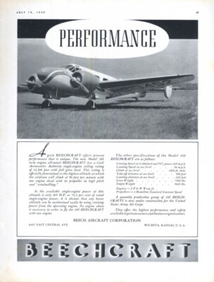 Performance - The new Model 18S Beechcraft ad 1939 SPP