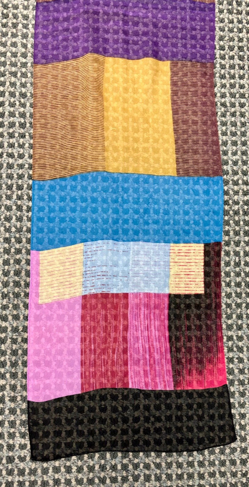 Echo 100% Silk Geometric Rectangular Scarf 11"x57" - image 3