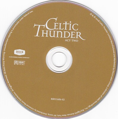 Celtic Thunder Act Two (CD, 2008, Celtic Thunder Recordings) CD ONLY