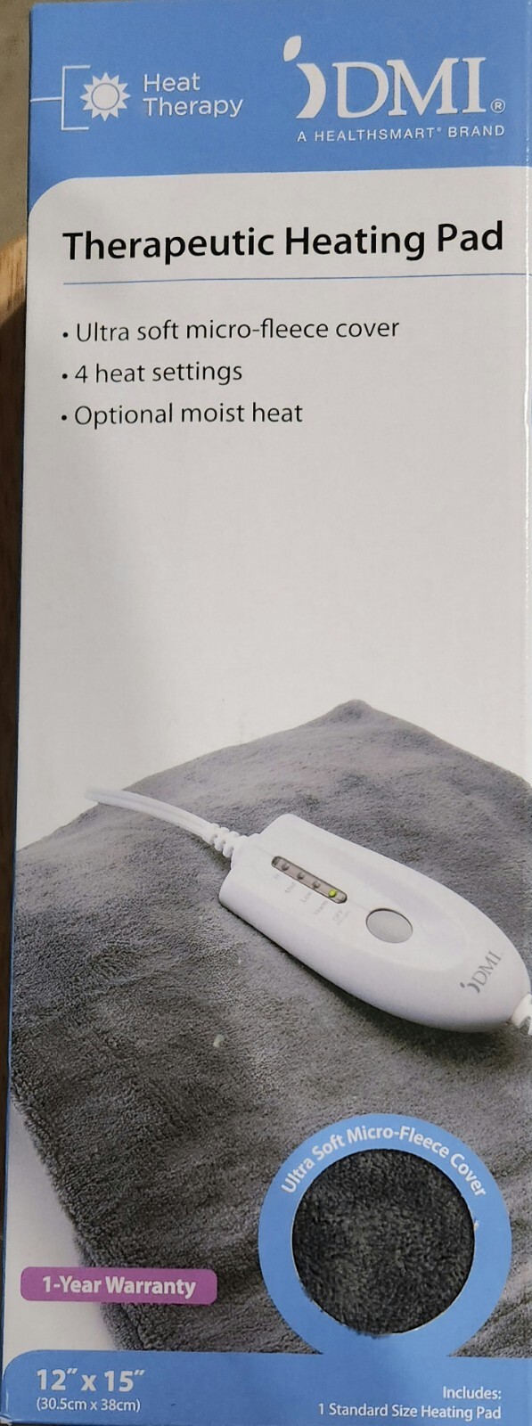 DMI Heating Pad Moist or Dry Heat 4 Heat Options 9' Cord 14.5x12