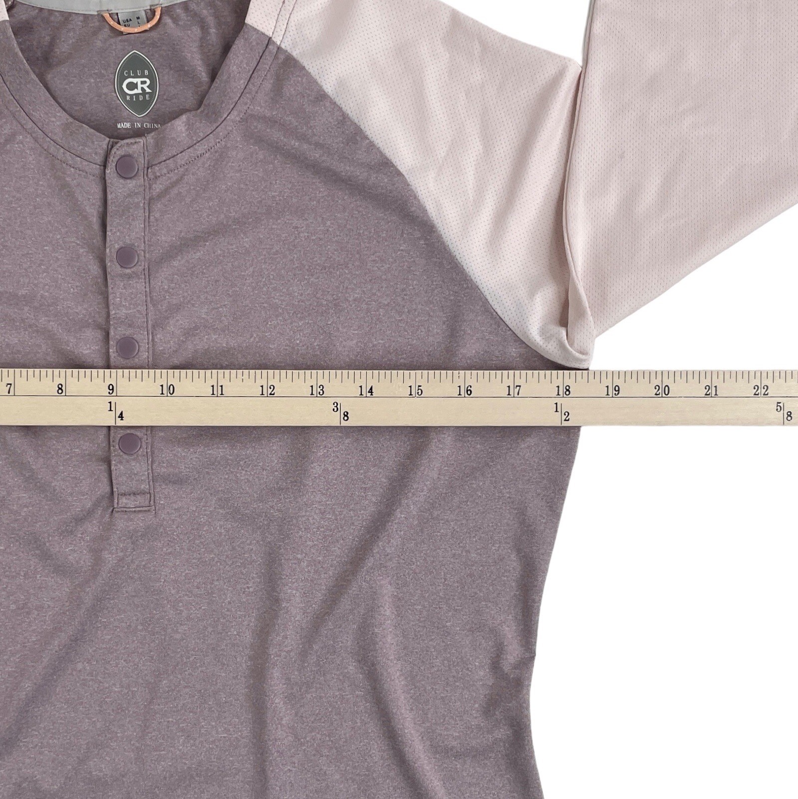 Club Ride Long Sleeve Snap Henley Cycling Shirt Purple Pink Women's Size Medium