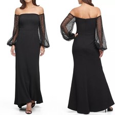NEW ELIZA J Black OFF THE SHOULDER Long Sleeve EVENING DRESS Mermaid GOWN 4