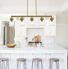 Breakwater Bay Gunnur Brass 5 Kitchen Island Light Pendant Adjustable Dimmable