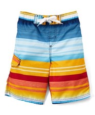 NWT BOYS size 4, 5-6, 7 BLUE  RED MULTISTRIPE DRAWSTRING BOARDSHORT SWIM TRUNKS