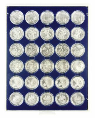 Lindner 2226M Coin Box Marine Blue 30x 39 mm Round For 20 EURO In Coin Capsules