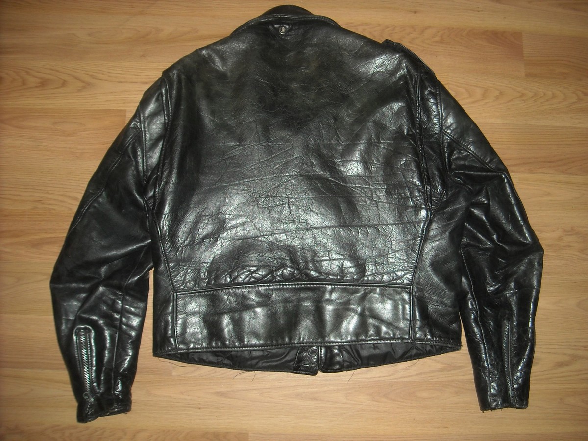Vintage SoutiencollarCoat 80’s VTG 70S 80S MENS 46 SCHOTT STEERHIDE LEATHER 618 118 BLACK