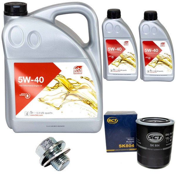 MotoröL Set Febi SAE 5W-40 7 Liter + ÖLfilter + Schraube FüR Toyota Hiace Hilux-image