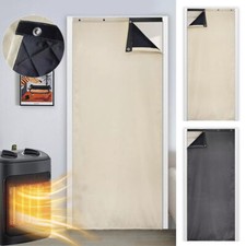 Waterproof Quilted Door Curtain Heavy Duty Self-Adhesive Thermal Insulated Drape