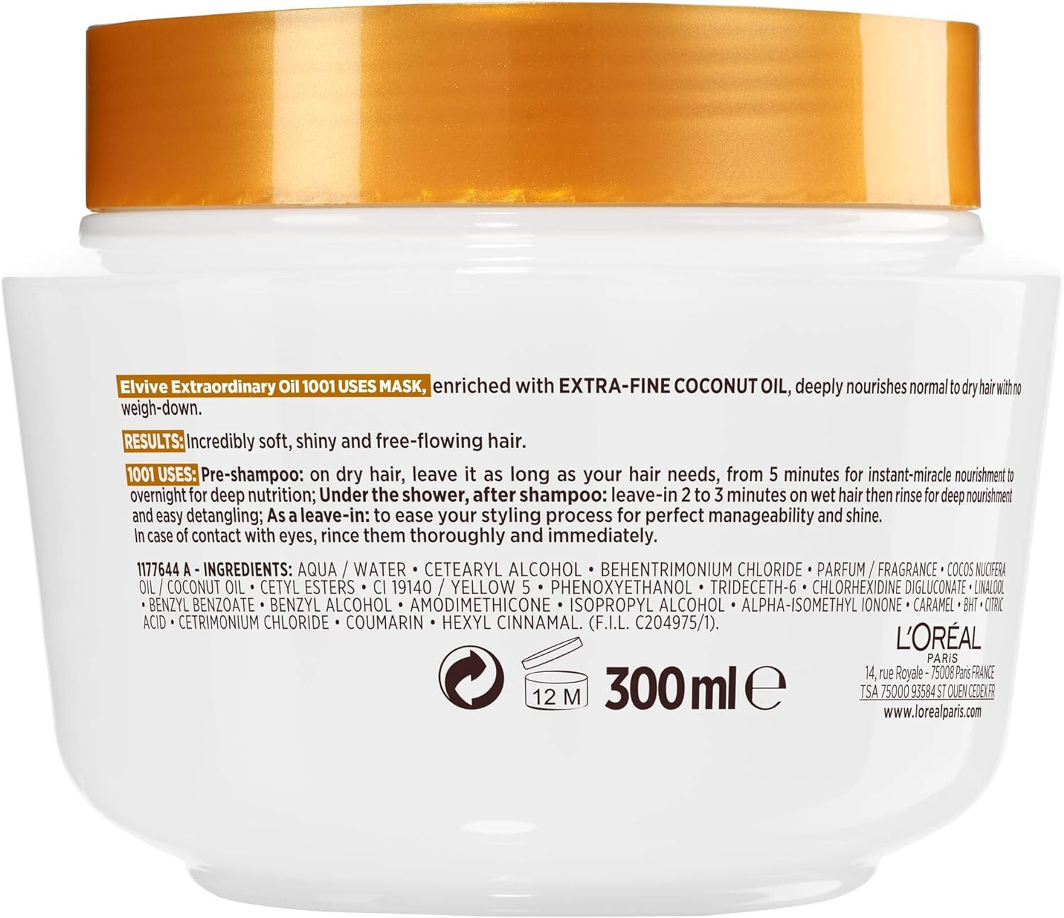 L'Oréal Elvive Extraordinary Oil Coconut Hair Mask Leavein Conditioner eBay