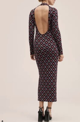 mango printed retro dress Mango High Neck Long Sleeve Mini Dress In Green Retro Floral Print