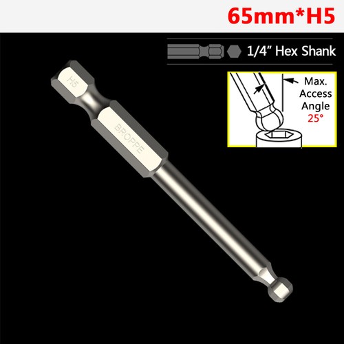 65/100/150mm Ball-End Hex Screwdriver Bit Set 1/4" Hex Shank H2.5 H3 H4 H5 H6 H8 - Picture 17 of 30
