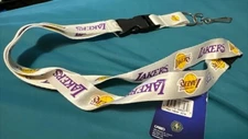 Los Angeles Lakers White Lanyard Keychain W/Detach Buckle 24” NBA