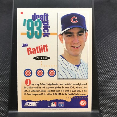 1994 Pinnacle Baseball Card #437 Jon Ratliff Rookie Cubs | eBay