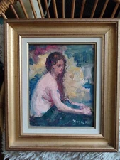 Edouard Ducros (1856-1936) "Portrait Young Woman Undressed" Oil On Canvas Marouf