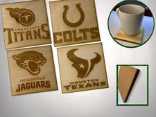 Wooden NFL Cork Drink Bar Coasters AFC South Titans - Colts - Jaguars - Texans 