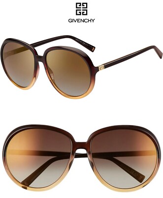 GIVENCHY GV7180/S GLNJL BROWN/YELLOW GRADIENT BROWN FLASH ROUND SUNGLASSES. 61mm