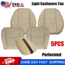 For 09 10 Cadillac Escalade Front Bottom & Top Perforated Leather Seat Cover Tan