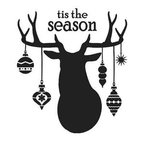 Christmas STENCIL*tis the season deer head ornaments*12x12 