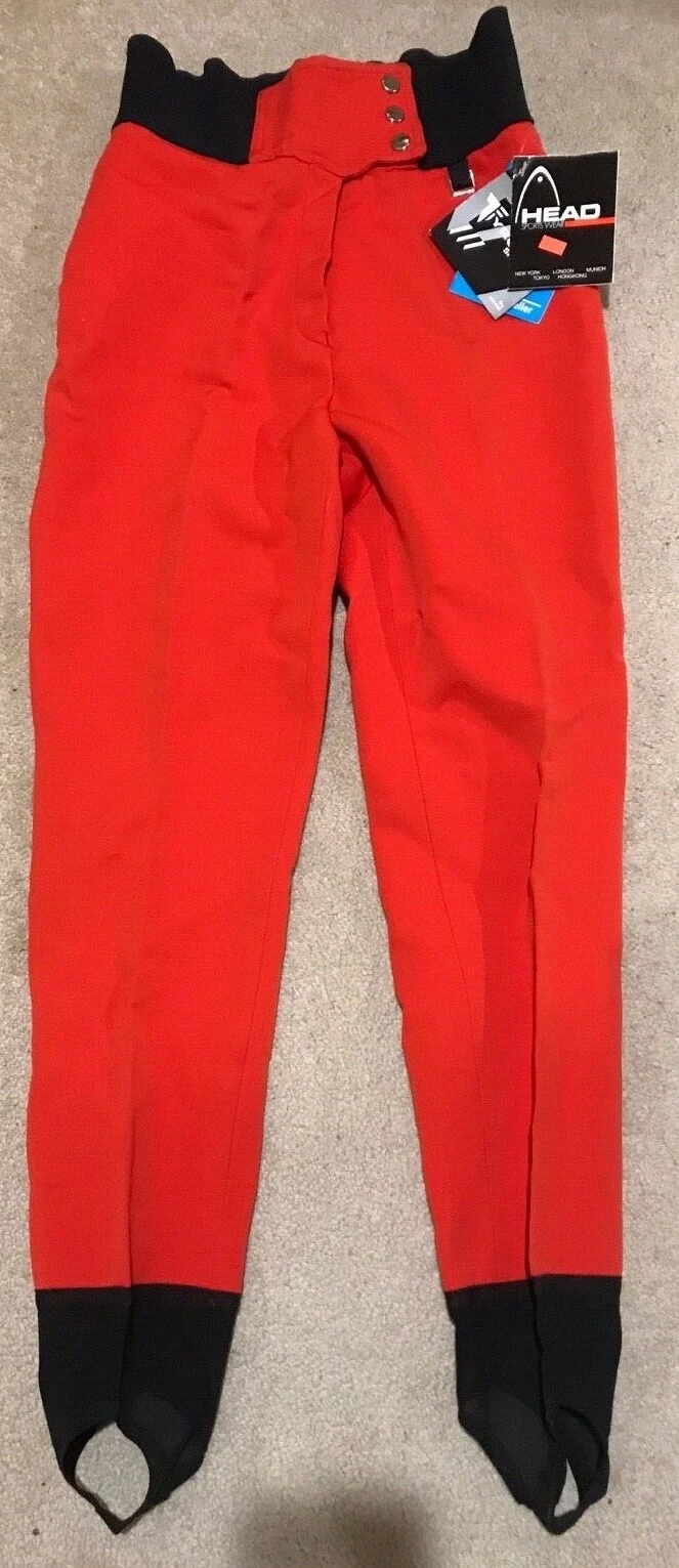 Vintage 80's Head Tyrolia Ski Pants Schoeller Skiwear Red Stirrups 8R Womens NOS