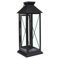 Rectangular Candle Lantern Dark Metal Frame Clear Glass Panels Indoor Home Decor Rectangular Candle Lantern Dark Metal Frame Clear Glass Panels Indoor Home Decor