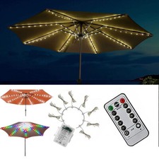 UK String Umbrella Fairy Light Parasol Lights Garden Patio Table Lamp 104 LED