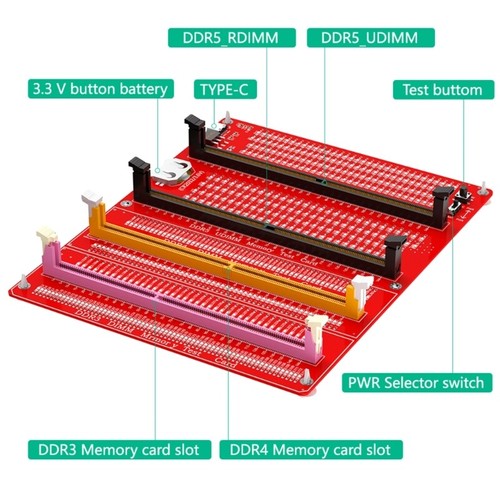 Multi Function DDR3 DDR4 DDR5 RDIMM/UDIMM Memory Card Tester for PC Computer - Picture 5 of 8