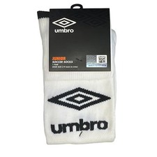 UMBRO junior SOCCER SOCKS WHITE W/ BLACK FITS SIZE shoe size 3-9