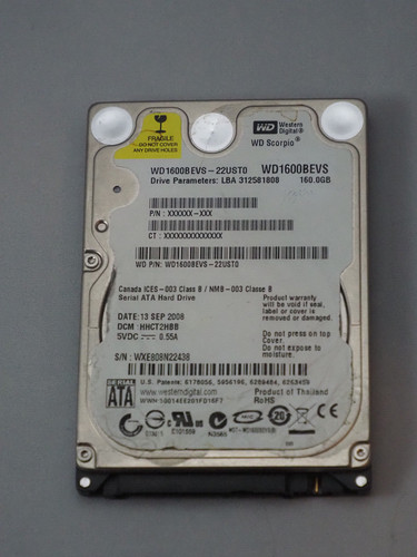 Western Digital WD1600BEVS 160Gb 2,5" Interne SATA Festplatte