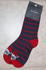 NWT Abercrombie Kids Girls Christmas Santa Raccoon Navy Red Stripe Socks 1 Pair
