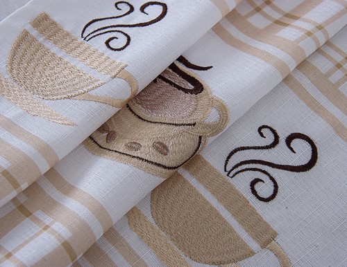 Plaid Coffee Time 3 Pc Cafe Kitchen Curtain Tier & Valance Set - Assorted Colors - Picture 6 of 11