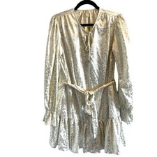 NWT $180 Michael Kors M Foil Paisley Print V-Neck Tie Tiered Dress 