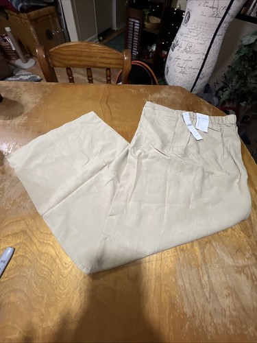 Pantaloni ColdWater Creek in lino di seta nuovi con etichette 3x marrone kaki vestibilità naturale gamba larga cravatta davanti - Foto 3 di 7