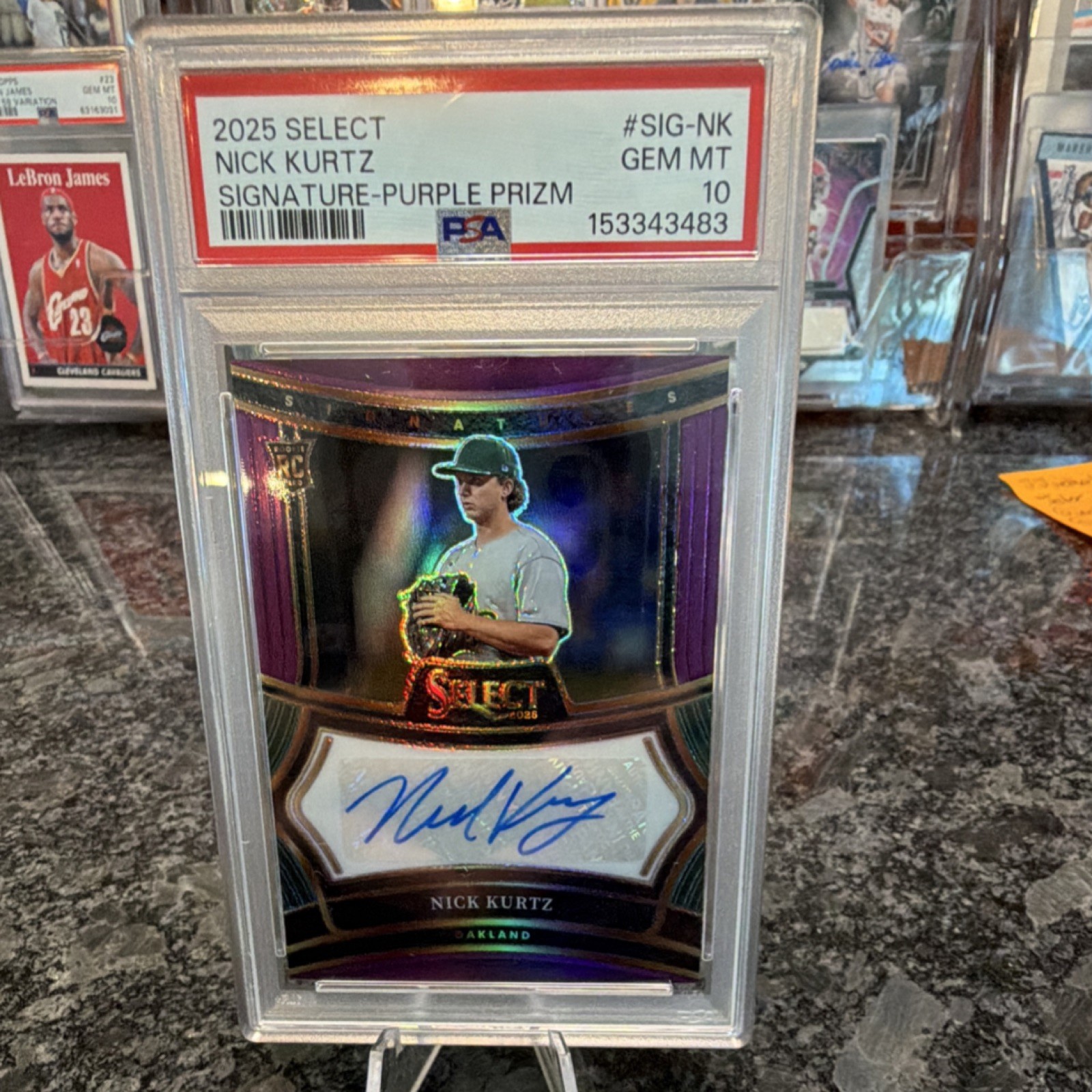 Panini Select 2025 Nick Kurtz Rookie Purple Prizm Auto 3/35 PSA 10 SIG-NK POP 3